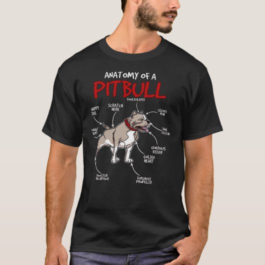 Pitbull Stuff Dog Anatomie van een Pitbull T-shirt (Voorkant)