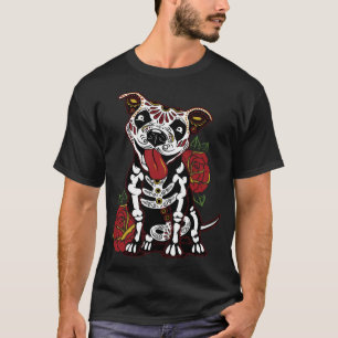 Pitbull Sugar Skull for Women Mannen Pitbull Mam P T-shirt