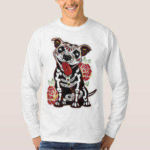 Pitbull Sugar Skull for Women Mannen Pitbull Mam P T-shirt