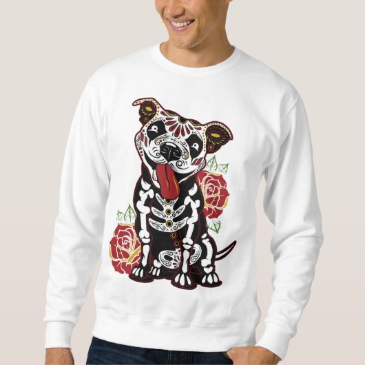 Pitbull Sugar Skull voor Vrouwen, Mannen Pitbull M Trui (Voorkant)