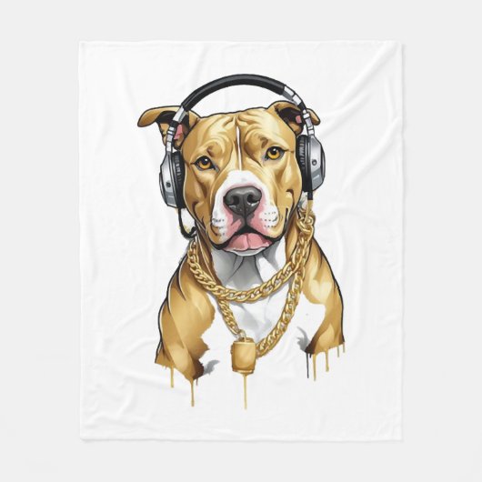 Pitbull T-shirt streetstyle Fleece Deken (Voorkant)