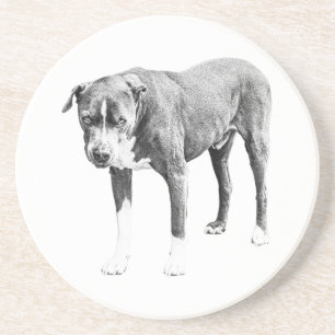 Pitbull tafel coaster met schaduw zandsteen onderzetter