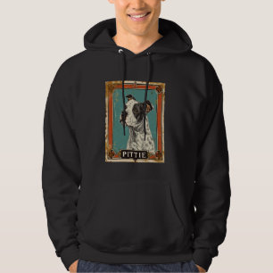 Pitbull Tarot Kaart Pittie Zwart Wit Pup Hoodie
