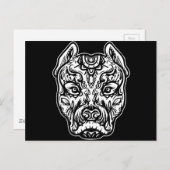Pitbull Tattoo Art Hondenras Skull Piston Dtg Pitb Briefkaart (Voorkant / Achterkant)