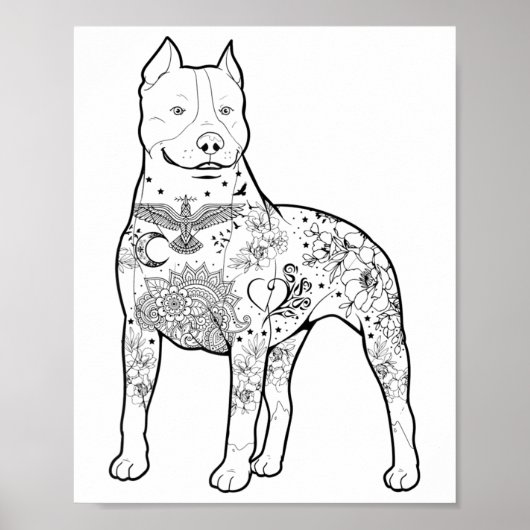 Pitbull Tattoos Design hondentrainer Cool Pitbulls Poster (Voorkant)