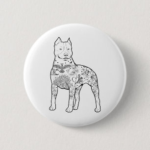 Pitbull Tattoos Design hondentrainer Cool Pitbulls Ronde Button 5,7 Cm