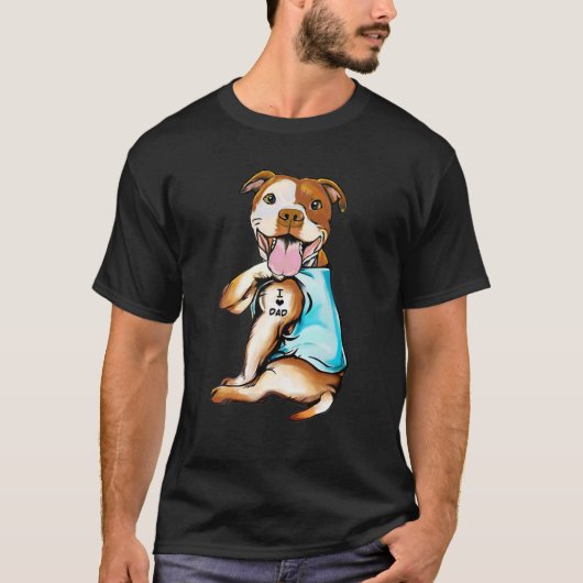 Pitbull Tattoos Ik hou van papa zitten cadeau vade T-shirt (Voorkant)