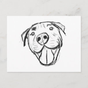 pitbull tekening eenvoudig hondenliefhebbers zwart briefkaart