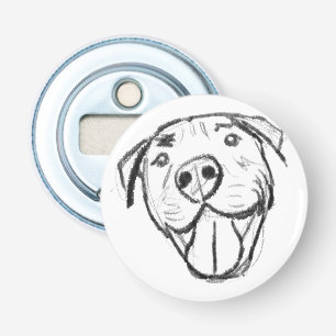 pitbull tekening eenvoudig hondenliefhebbers zwart button flesopener