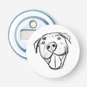 pitbull tekening eenvoudig hondenliefhebbers zwart button flesopener