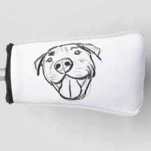 pitbull tekening eenvoudig hondenliefhebbers zwart golfheadcover