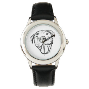 pitbull tekening eenvoudig hondenliefhebbers zwart horloge