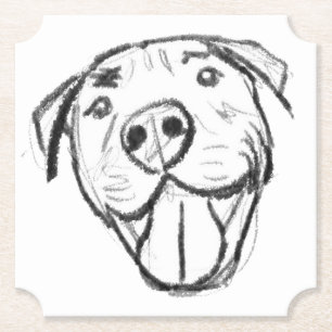 pitbull tekening eenvoudig hondenliefhebbers zwart kartonnen onderzetters
