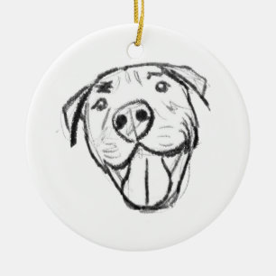 pitbull tekening eenvoudig hondenliefhebbers zwart keramisch ornament