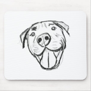pitbull tekening eenvoudig hondenliefhebbers zwart muismat
