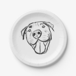 pitbull tekening eenvoudig hondenliefhebbers zwart papieren bordje