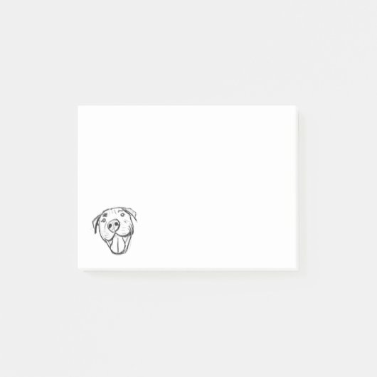 pitbull tekening eenvoudig hondenliefhebbers zwart post-it® notes (Voorkant)