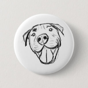 pitbull tekening eenvoudig hondenliefhebbers zwart ronde button 5,7 cm