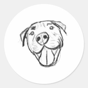 pitbull tekening eenvoudig hondenliefhebbers zwart ronde sticker