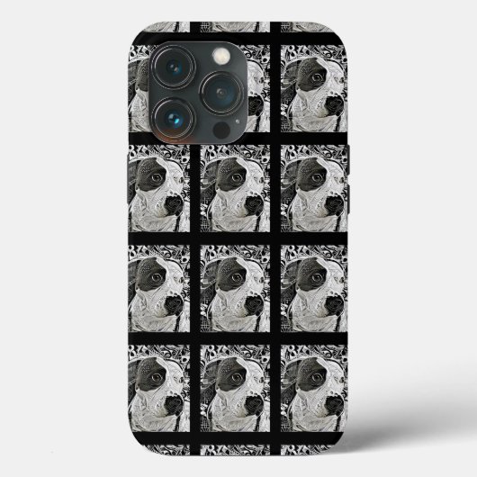 Pitbull-telefoonhuls hond zwart-wit Case-Mate iPhone case (Achterkant)