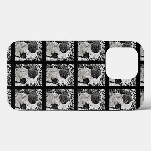 Pitbull-telefoonhuls hond zwart-wit Case-Mate iPhone case (Achterkant (horizontaal))