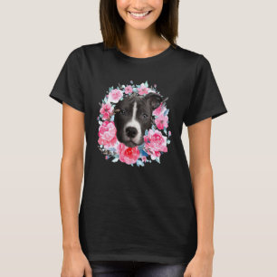 Pitbull Terrier Bloemen Krans voor Honden Hond Mam T-shirt