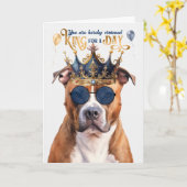Pitbull Terrier Dog King for a Day Funny Birthday Kaart (Gele Bloem)