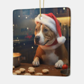 Pitbull Terrier Kerstkoekjes Feestelijke vakantie Keramisch Ornament (Links)