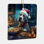 Pitbull Terrier Kerstkoekjes Vakantie Keramisch Ornament (Rechts)
