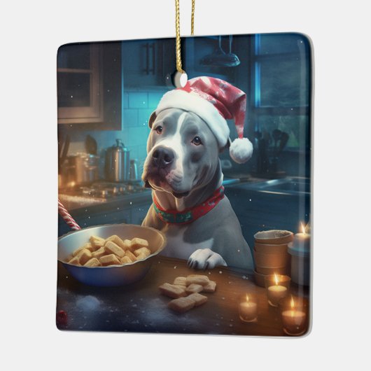 Pitbull Terrier Kerstkoekjes Vakantie Keramisch Ornament (Links)