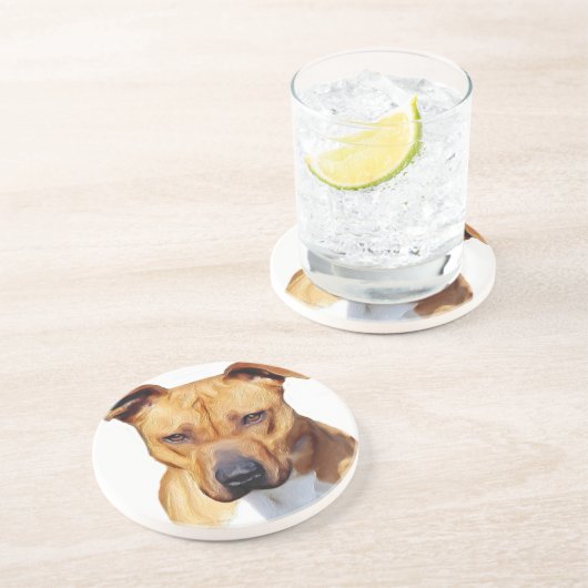 Pitbull Terrier Zandsteen Onderzetter (Zijkant)