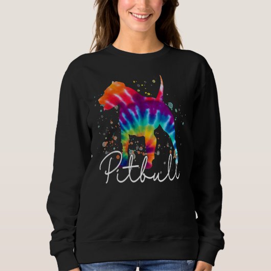 Pitbull Tie Dye Rainbow Hondenliefhebber Trui (Voorkant)
