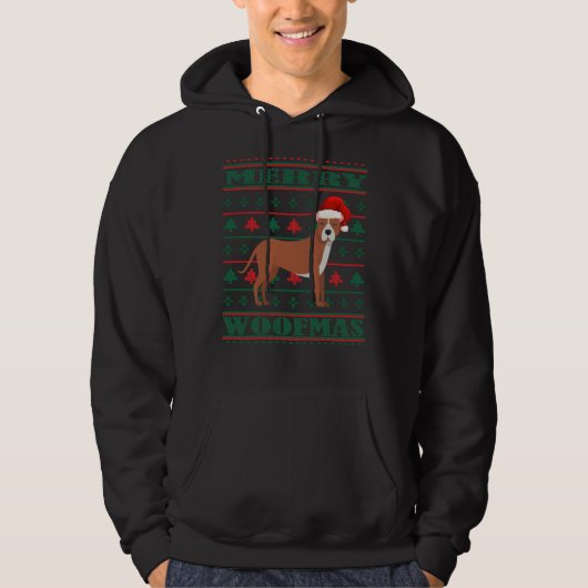 Pitbull Ugly KerstSweater Hoodie (Voorkant)