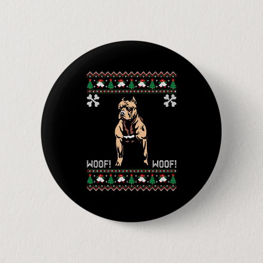 Pitbull Ugly KerstSweater Ronde Button 5,7 Cm (Voorkant)