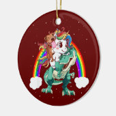 Pitbull Unicorn Riding Dinosaur T rex Funny Christ Keramisch Ornament (Links)