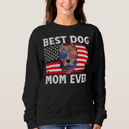 Pitbull USA Patriottische Hond US Trui (Voorkant)