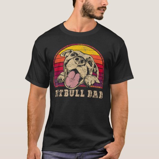 Pitbull Vader - Vintage Lachende Pitbull Op T-shirt (Voorkant)
