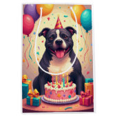 Pitbull verjaardagsfeest medium cadeauzakje (Voorkant)