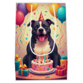 Pitbull verjaardagsfeest medium cadeauzakje (Achterkant)