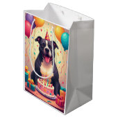 Pitbull verjaardagsfeest medium cadeauzakje (Achterkant Gekanteld)