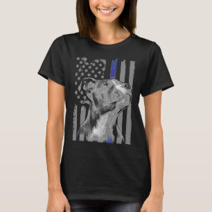 Pitbull vlag Staffordshire Bull Amerikaans dun bla T-shirt