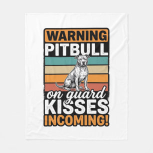 Pitbull Waarschuwing Kusjes Komend Vintage Hond De Fleece Deken
