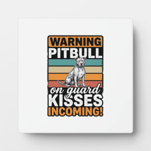Pitbull Waarschuwing Kusjes Komend Vintage Hond De Fotoplaat