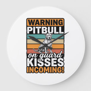 Pitbull Waarschuwing Kusjes Komend Vintage Hond De Grote Klok