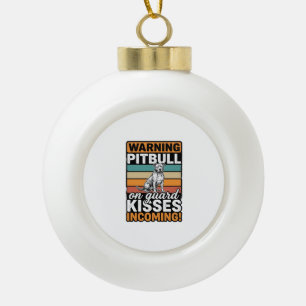 Pitbull Waarschuwing Kusjes Komend Vintage Hond De Keramische Bal Ornament