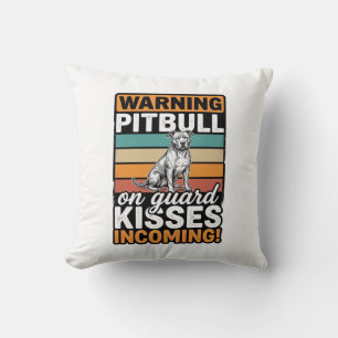 Pitbull Waarschuwing Kusjes Komend Vintage Hond De Kussen