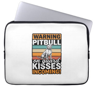 Pitbull Waarschuwing Kusjes Komend Vintage Hond De Laptop Sleeve