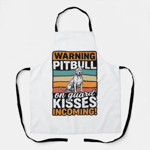 Pitbull Waarschuwing Kusjes Komend Vintage Hond De Schort