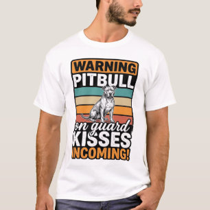 Pitbull Waarschuwing Kusjes Komend Vintage Hond De T-shirt