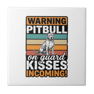 Pitbull Waarschuwing Kusjes Komend Vintage Hond De Tegeltje